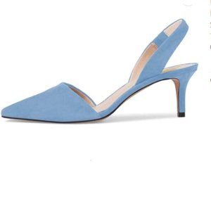 FSJ  Low Kitten Heels Pumps Pointed Toe Slingback Sandals Dress Comfy Shoes